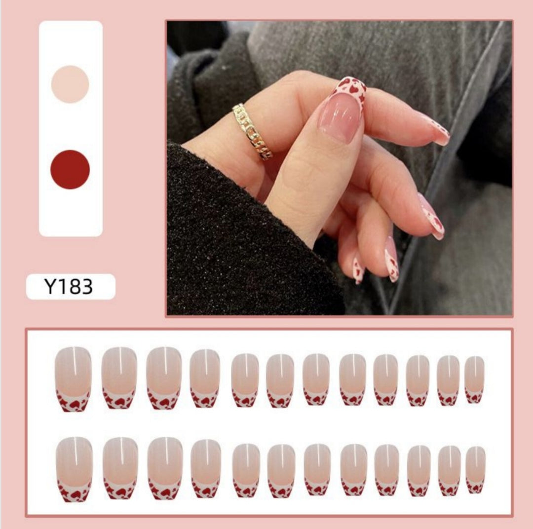 Amazon.com: 24 Pcs Long Coffin Press on Nails French Tip Fake Nails Pink False  Nails with Pearl Butterfly Flower Designs Acrylic Nails Glossy Glue on Nails  Artificial Stick on Nails for Women