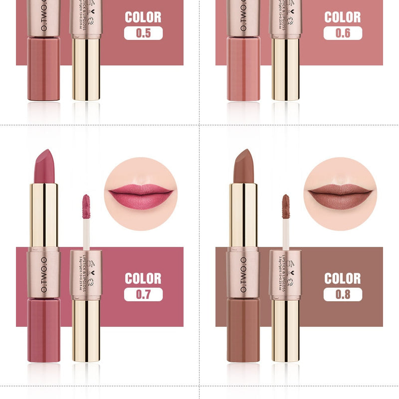 O.TWO.O ROSE GOLD 2 IN 1 LIPSTICK AND LIPGLOSS